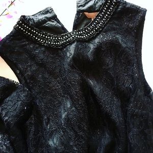 H&M Black lace beaded collar party dress size 8